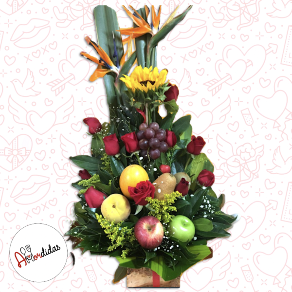 Arreglo florales a Domicilio Bogotá – Flores con frutas pequeño