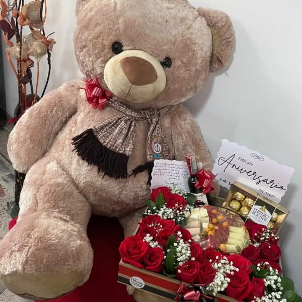 Regalos Amor y Amistad – Peluche Gigante con rosas